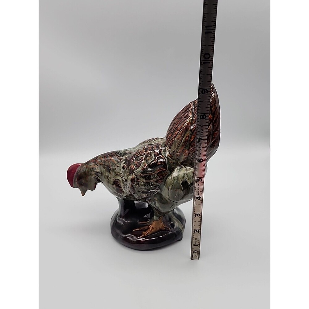 Vintage Terracotta Pottery with Wild Glaze Pecking Chicken Figure - Picture 11 of 12